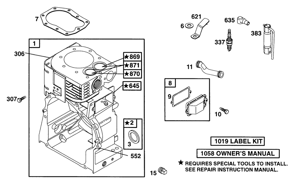 Cylinder Diagram and Parts List for 252412-0728-XX  Briggs and Stratton Engine